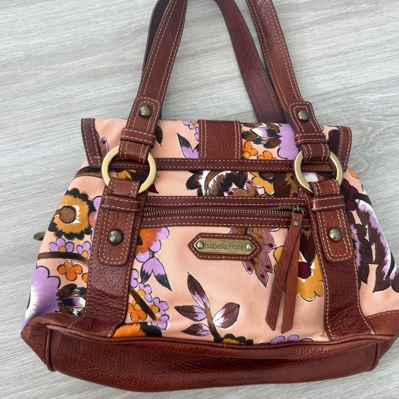 Isabella Fiori Vintage Floral Leather Trim buckle Handbag Boho 80s Cottagecore - Picture 5 of 8